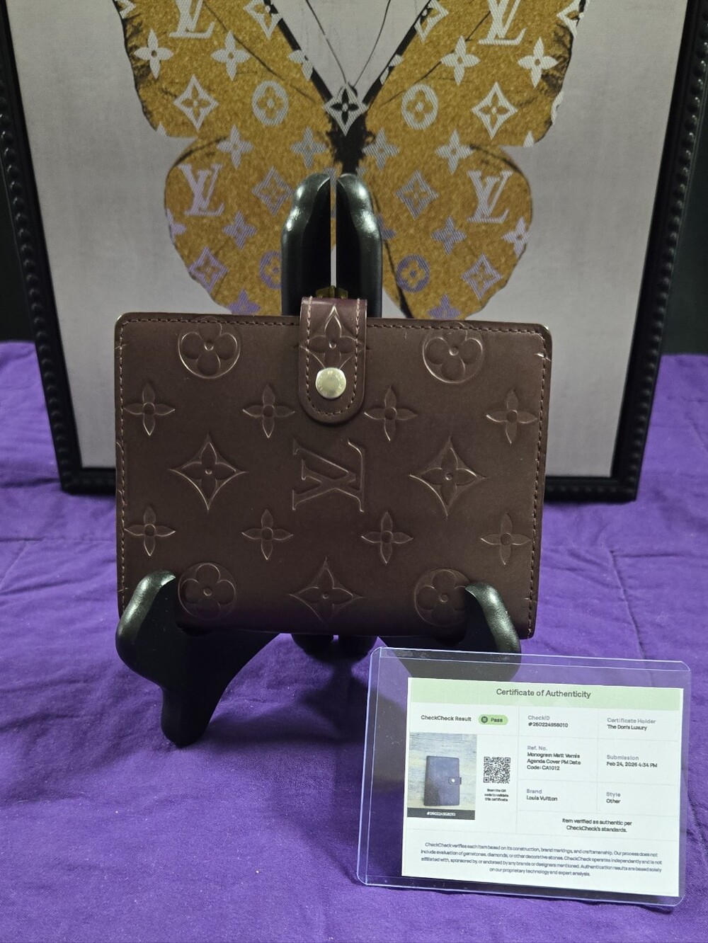 Vintage Louis Vuitton Matte Vernis Burgandy Monogram Agenda PM with COA